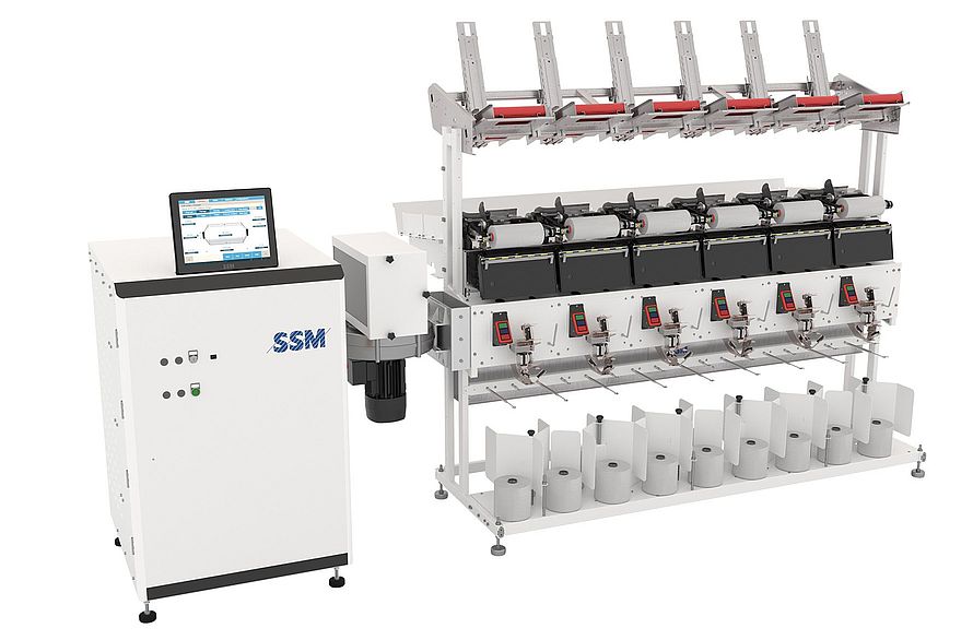 NEO-FD economic assembly-winding machine producing high-density, precision wound packages with optimized thread path and simplified design.